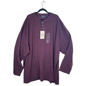 NWT Great Northwest Clothing Co Mens Size 5X Wine Knit Henley Shirt Long Sleeve